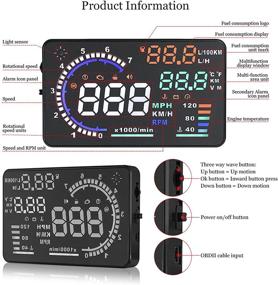 img 2 attached to 🚗 Dagood Multi Color 5.5" Car HUD Display: Advanced Head-up Display for Car with OBDII/EUOBD Interface Plug - Showcasing Vast Car Statistics on Windshield Screen