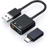 🎧 внешний usb аудио адаптер звуковой карты с разъемом для наушников и микрофона 3,5 мм - совместим с windows, mac, linux, пк, мобильным телефоном, ноутбуком, стационарным компьютером (включает адаптер type-c) логотип