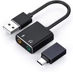 img 4 attached to 🎧 External USB Audio Adapter Sound Card with 3.5mm Headphone and Microphone Jack - Compatible with Windows, Mac, Linux, PC, Mobile Phone, Laptop, Desktop (Includes Type-C Adapter)