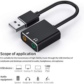 img 3 attached to 🎧 External USB Audio Adapter Sound Card with 3.5mm Headphone and Microphone Jack - Compatible with Windows, Mac, Linux, PC, Mobile Phone, Laptop, Desktop (Includes Type-C Adapter)