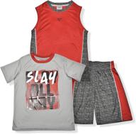 cheetah boys 3 piece athletic workout set: shorts, t-shirt, and muscle shirt logo