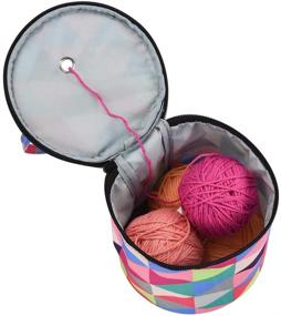 img 3 attached to 🧶 Colorful Round Yarn Storage Case: Empty Knit Tote Basket for Katech Small Yarn Bag