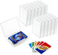 clear empty plastic playing card deck storage box organizer holder case (12 pieces) - snaps closed logo