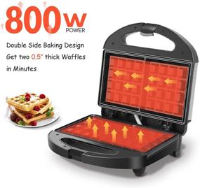 img 3 attached to 🧇 Aigostar Non-Stick Waffle Maker - Compact 2 Slice Waffle Iron for Breakfast and Snacks - PFOA Free, ETL Certified - Black/Silver