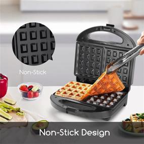 img 1 attached to 🧇 Aigostar Non-Stick Waffle Maker - Compact 2 Slice Waffle Iron for Breakfast and Snacks - PFOA Free, ETL Certified - Black/Silver