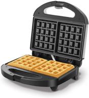 🧇 aigostar non-stick waffle maker - compact 2 slice waffle iron for breakfast and snacks - pfoa free, etl certified - black/silver логотип