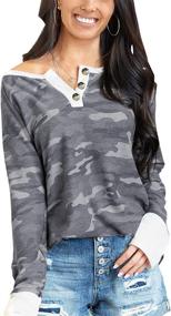 img 4 attached to Stylish Women's Camouflage Print Leopard Pullover Sweatshirt - Eco-friendly & Casual Top Blouse for Everyday Wear