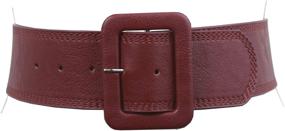 img 3 attached to 👗 Stylish Women's 2 1/4" Wide High Waist Stitch Rectangular Leather Belt - Enhance Your Outfit with Elegance