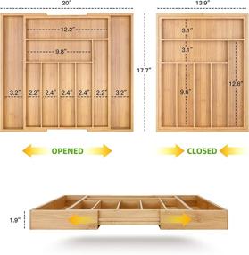 img 2 attached to 🎋 Bamboo Kitchen Drawer Organizer: Expandable Utensil Holder, Silverware Organizer, Cutlery Tray with Grooved Dividers &amp; Flatware Compartment (7-9 Lots) - Sturdy &amp; Functional