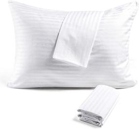 img 4 attached to FAUNNA Zippered Pillow Protectors (Standard Size, 20x26) - Premium Sateen 100% Long-Staple Cotton Cover Case (4-Pack)