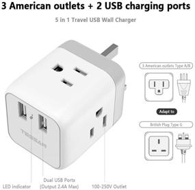 img 3 attached to 🔌 USA to UK Plug Adapter, Type G Travel Adapter for Ireland and Hong Kong, TESSAN Power Adapter with 3 American Outlets and 2 USB Ports, Universal Outlet Adaptor for British, England, Kenya, Dubai, Irish, and Scotland