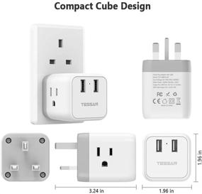 img 1 attached to 🔌 USA to UK Plug Adapter, Type G Travel Adapter for Ireland and Hong Kong, TESSAN Power Adapter with 3 American Outlets and 2 USB Ports, Universal Outlet Adaptor for British, England, Kenya, Dubai, Irish, and Scotland