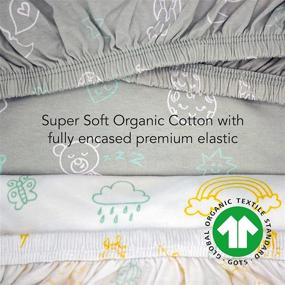 img 3 attached to 🛏️ Luvberries - 100% Organic Cotton Crib Sheets - Set of 2 Fitted Sheets for Standard Crib and Toddler Mattresses - Neutral Day and Night Colors