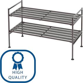 img 3 attached to 📦 Seville Classics Sturdy Freestanding Storage Shelf: 2-Tier Stackable Shoe Rack, Espresso Slat, for Bedroom, Closet, Entryway, Dorm Room Organizer