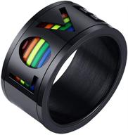 🌈 нанафаст стальные кольца с эмалевой дугой радуги гордости лгбт - яркие спиннеры для гей и лесбийских пар - кольца лгбт-свадеб для размеров 7-12 логотип