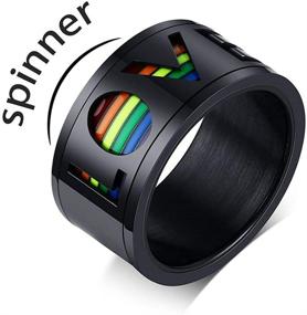 img 2 attached to 🌈 Nanafast Stainless Steel Love Enamel Rainbow LGBT Pride Rings - Vibrant Spinner Rings for Gay & Lesbian Couples - LGBTQ Wedding Bands in Size 7-12