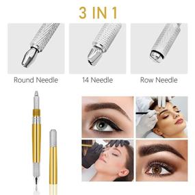 img 3 attached to 💫 Pinkiou Microblading Pen + Needles: Permanent Makeup Machine for Manual Eyebrow Tattooing (Gold)