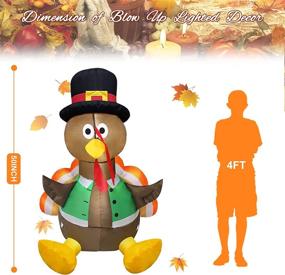 img 1 attached to Evoio 4.2 Ft Thanksgiving Inflatable Turkey Outdoor Decorations with Built-in LED Lights, Tethers, Stakes - Blow up Turkey Thanksgiving Decors for Lawn, Outdoor, Yard, Garden