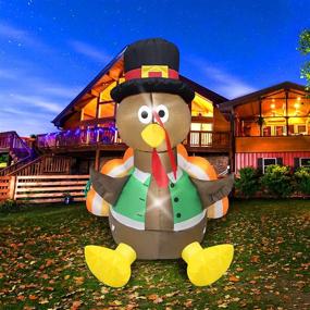 img 3 attached to Evoio 4.2 Ft Thanksgiving Inflatable Turkey Outdoor Decorations with Built-in LED Lights, Tethers, Stakes - Blow up Turkey Thanksgiving Decors for Lawn, Outdoor, Yard, Garden