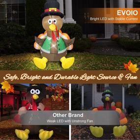 img 2 attached to Evoio 4.2 Ft Thanksgiving Inflatable Turkey Outdoor Decorations with Built-in LED Lights, Tethers, Stakes - Blow up Turkey Thanksgiving Decors for Lawn, Outdoor, Yard, Garden