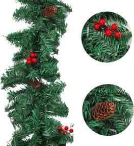 img 2 attached to Inhoom 9 ft Pre-lit Christmas Garland with 🎄 Red Berries, Pine Cones, and 50 Waterproof LED Lights