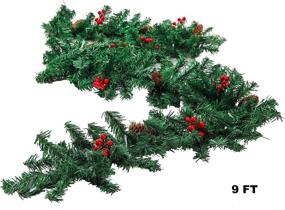 img 3 attached to Inhoom 9 ft Pre-lit Christmas Garland with 🎄 Red Berries, Pine Cones, and 50 Waterproof LED Lights