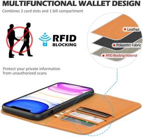 img 2 attached to Чехол-кошелек SHIELDON из натуральной кожи для iPhone 11 с подставкой, защитой от RFID и слотами для карт, ударопрочный держатель из TPU - совместим с iPhone 11 (6,1 дюйма), коричневый.