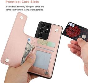 img 1 attached to 🦋 Vaburs Galaxy S21 Ultra Wallet Case: Embossed Butterfly Pattern, Premium PU Leather, Card Holder, Double Magnetic Buttons - Rose Gold