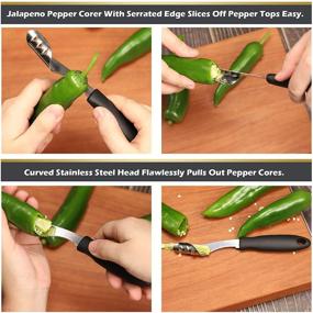 img 1 attached to 🍏 High-Quality Stainless Steel Apple Slicer Corer Cutter Divider with Sharp Blade & Superior Grip, Jalapeno Pepper Corer Tool - Enhanced Blade Pineapple Eye Remover and Herb Stripper Set