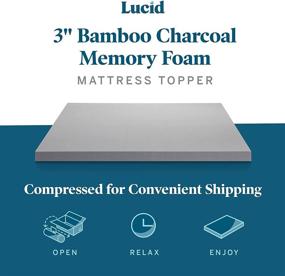 img 3 attached to Enhance Comfort with the LUCID 3 🌿 Inch Bamboo Charcoal Memory Foam Mattress Topper - Queen