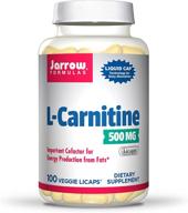💪 jarrow formulas l-carnitine 500 mg - vegan energy production cofactor - 100 veggie licaps - boost atp from fats - up to 100 servings logo