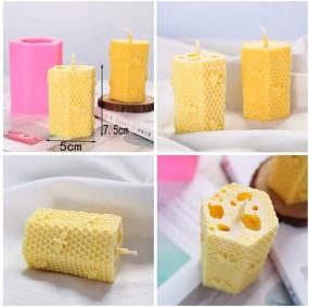 img 1 attached to 🐝 3D Bee Honeycomb Candle Molds Set with 50Pcs Low Smoke Wicks - Hexagon Beehive Silicone Molds for Beeswax Candles, Soaps, Lotion Bars, Bath Bombs (Set of 2)