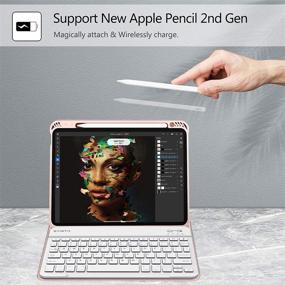 img 1 attached to 🔑 Fintie Keyboard Case with Pencil Holder for iPad Air 4 10.9 Inch 2020 - Rose Gold, Bluetooth Keyboard Detachable