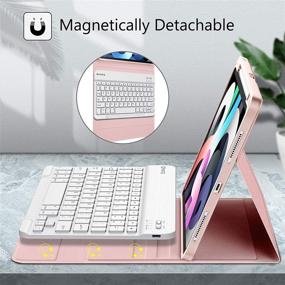 img 2 attached to 🔑 Fintie Keyboard Case with Pencil Holder for iPad Air 4 10.9 Inch 2020 - Rose Gold, Bluetooth Keyboard Detachable