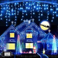 christmas lights 320 led 33 ft christmas lights with 60 drops plug in 8 modes christmas decorations curtain fairy lights for wedding party holiday bedroom garden patio indoor (blue) logo