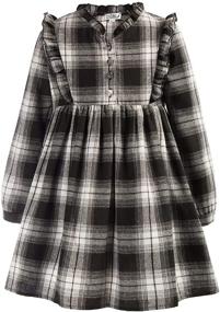 img 4 attached to 🎄 Vintage Girl's Plaid Long Sleeve Dress: Christmas Dresses for Winter 5-12, Made with Cotton!