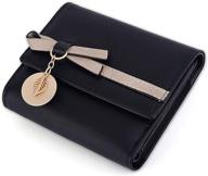 stylish uto small wallet for women: leaf bowknot card holder organizer with zipper coin purse zoey - fashionable pu leather essential! logo