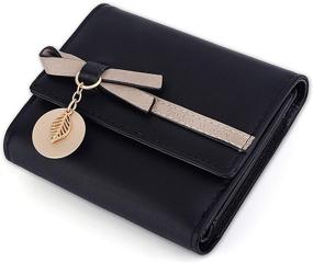 img 4 attached to Stylish UTO Small Wallet for Women: Leaf Bowknot Card Holder Organizer with Zipper Coin Purse Zoey - Fashionable PU Leather Essential!