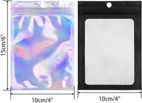 img 3 attached to 🌈 100-Piece Rainbow and Black Holographic Flat Ziplock Bags (4 X 6 Inch) – Smell Proof Packaging Bags for Products