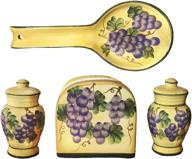 tuscany sonoma grape hand painted ceramic table top set, 82525/28 by ack: exquisite dining decor with artistic charm logo