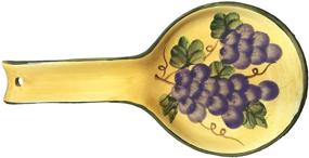 img 2 attached to Tuscany Sonoma Grape Hand Painted Ceramic Table Top Set, 82525/28 by ACK: Exquisite Dining Decor with Artistic Charm