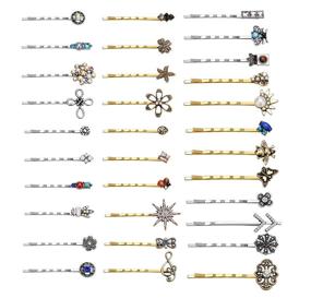img 3 attached to 💇 10 Pcs Assorted Vintage Alloy Hair Bobby Pins for Girls & Women - Non-Repeating Random Assortment for Hair Clips & Barrettes