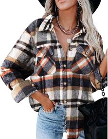 img 4 attached to Hixiaohe Womens Casual Shirts Shacket Women's Clothing and Coats, Jackets & Vests