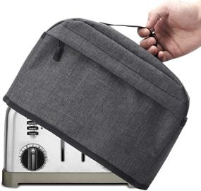 img 4 attached to 🍞 VOSDANS Dark Grey 4-Slice Toaster Cover - Patent Design with Zipper, Open Pockets & Handle, Machine Washable for Dust and Fingerprint Protection in Kitchen Small Appliances