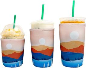 img 4 attached to 🥤 Baxendale Iced Coffee Sleeve for Cold Drink Cups - 3 Pack Neoprene Cup Sleeves, Reusable & Compatible with Starbucks Dunkin, 4mm-Thick (3 PK S/M/L, Pink Mountain)