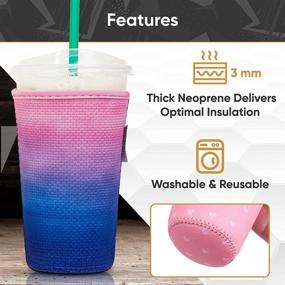 img 1 attached to 🥤 Baxendale Iced Coffee Sleeve for Cold Drink Cups - 3 Pack Neoprene Cup Sleeves, Reusable & Compatible with Starbucks Dunkin, 4mm-Thick (3 PK S/M/L, Pink Mountain)