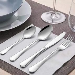 img 2 attached to 🍴 30-Piece Stainless Steel Silverware Flatware Cutlery Set by Wildone - Service for 6, Includes Dinner Knives, Forks, Spoons - Mirror Polished, Dishwasher Safe