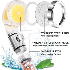 img 1 attached to Revitalizing Shower Head: Water Softening Filter with Impurity Filtration, Water Saving & High-Pressure Handheld Showerhead with Hose and Bracket, Enriched with Vitamin C for Hydrated Hair & Skin, Citrus Fragrance