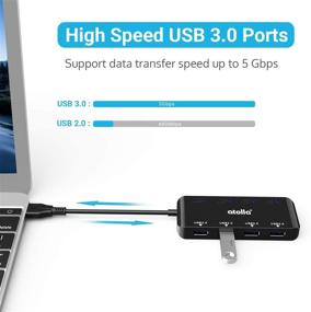 img 2 attached to 🔌 Efficient 4-Port USB 3.0 Hub Splitter: Ultra Slim Data Hub with Individual Power Switch and LED