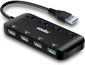 img 4 attached to 🔌 Efficient 4-Port USB 3.0 Hub Splitter: Ultra Slim Data Hub with Individual Power Switch and LED